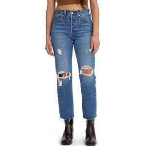 Levi's Classic Blue Distressed Straight Leg Jeans